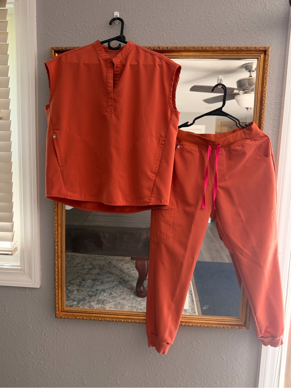 Figs Burnt Orange Scrub Set Pants & Top